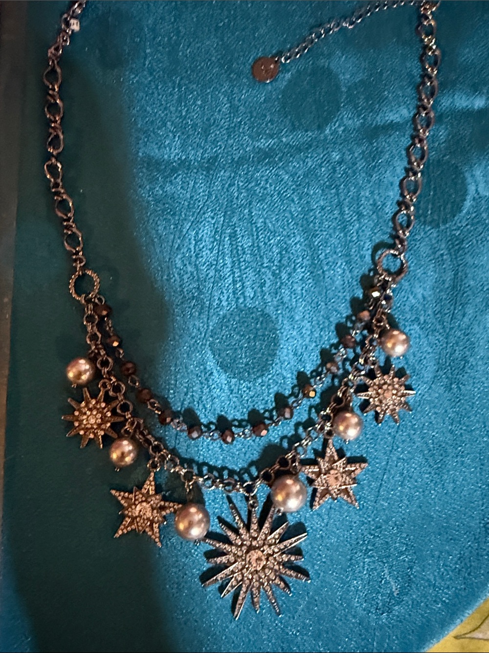 Bella Silver-Tone Starburst Necklace with Faux Pearls
